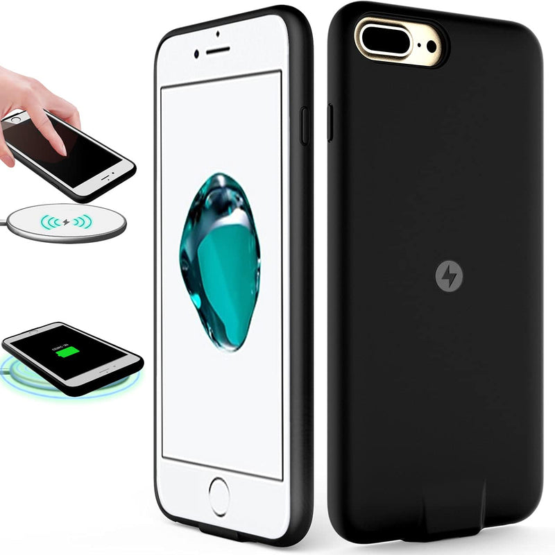 [Australia - AusPower] - QI OCEANLOVE Wireless Charger Charging Receiver Case for iPhone 7plus 6Splus 6plus (NO Battery) Built-in and Port Lightning Cable Data Sync Shockproof Protective Black iPhone7Plus/6SPlus/6Plus 