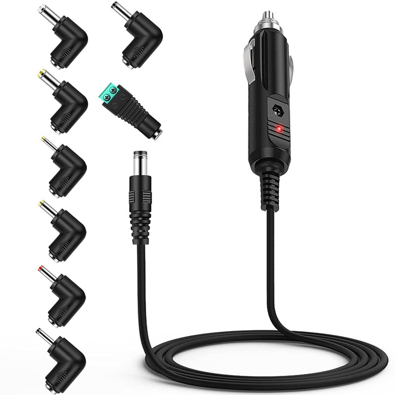 [Australia - AusPower] - MULTIM 12V 4A Universal Car Charger Compatible with Car DVR, GPS, Speakers, Car Refrigerator, DC 5.5x2.1mm to Cigarette Lighter with 8 Connectors Power Supply Cord 