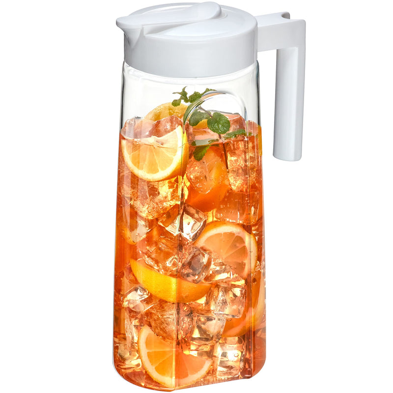 [Australia - AusPower] - Amazing Abby - Slim - Tritan Pitcher (64 oz), Unbreakable Plastic Pitcher, BPA-Free, Heat-Resistant, Dishwasher-Safe, Great for Both Iced and Hot Drinks, Indoors and Outdoors, White 