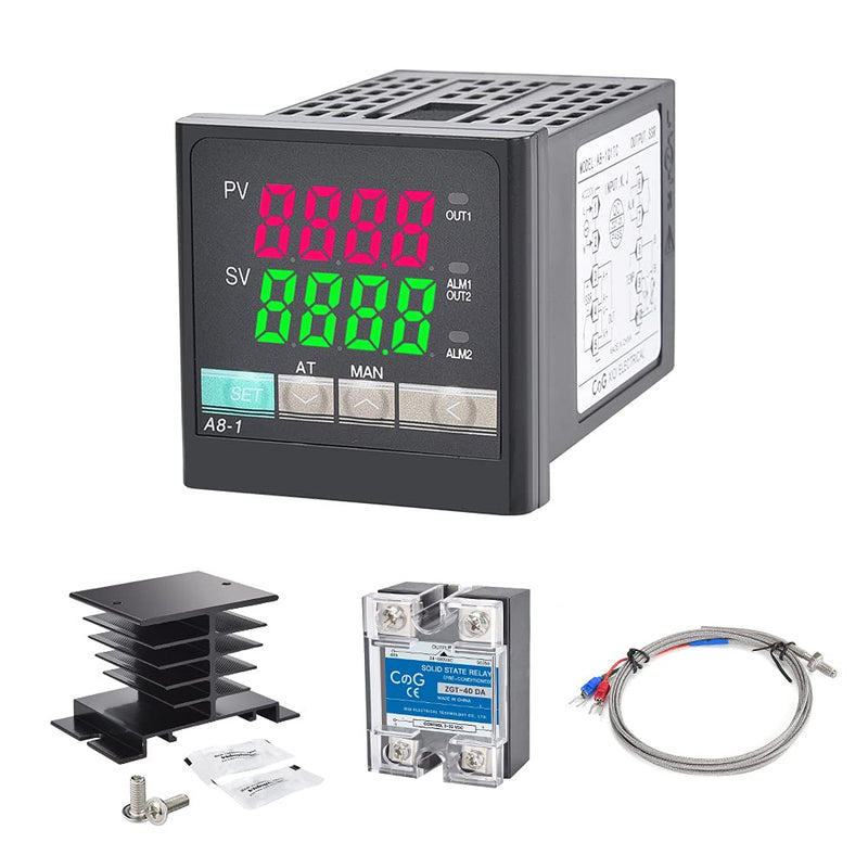 [Australia - AusPower] - CGELE PID Temperature Controller Kit Voltage AC 100~240V Comes with SSR 40DA Solid State Relay, K Type Thermocouple Sensor, and Black Heat Sink… PID 100-240V 