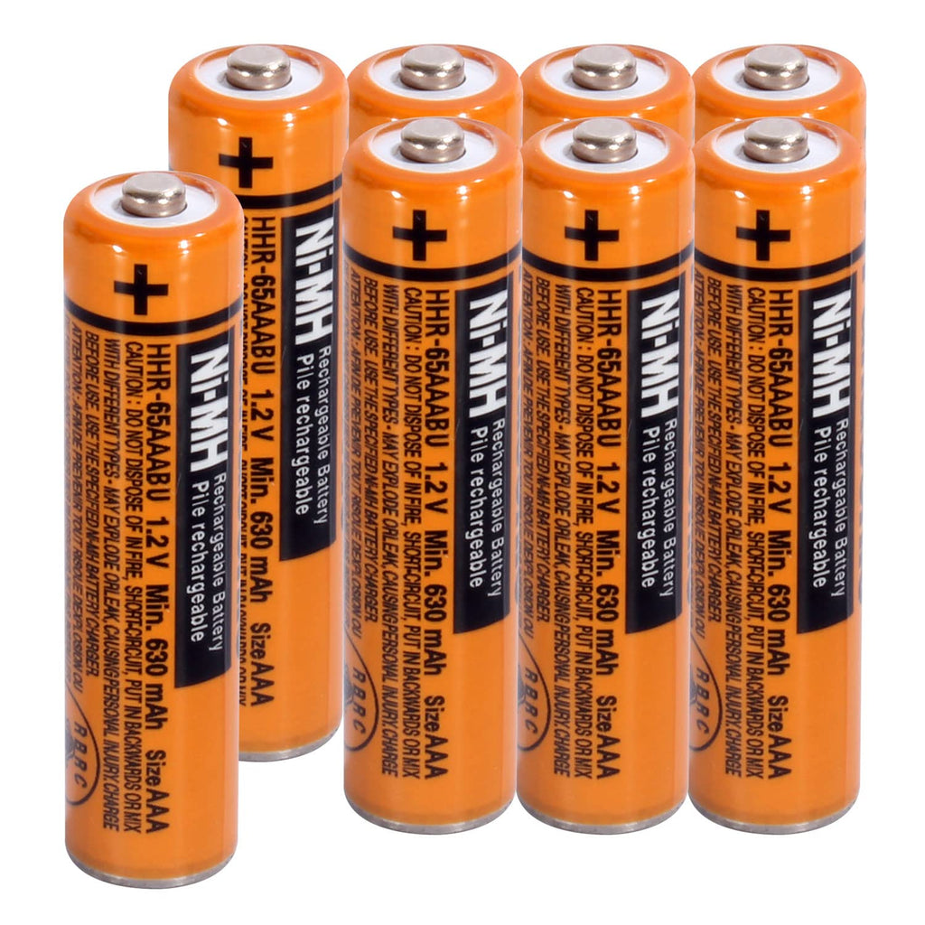 [Australia - AusPower] - 8 Pack HHR-65AAABU NI-MH Rechargeable Battery for Panasonic 1.2V 630mAh AAA Battery for Cordless Phones 