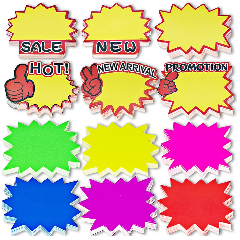[Australia - AusPower] - 600 Pieces Neon card Starburst Signs Fluorescent Signs Blank Star Shape for Sale price Tags Retail Starburst Paper Sign for Retail Store,garage sale supplies sign,yard sale supplies for sale sign 