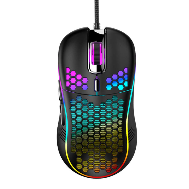 [Australia - AusPower] - Gaming Mouse, Lightweight Wired Mouse with RGB Backlit 6 Buttons 7200 DPI 4 Levels Adjustable, Compatible with PC Laptop Mac Windows (Black) Black 