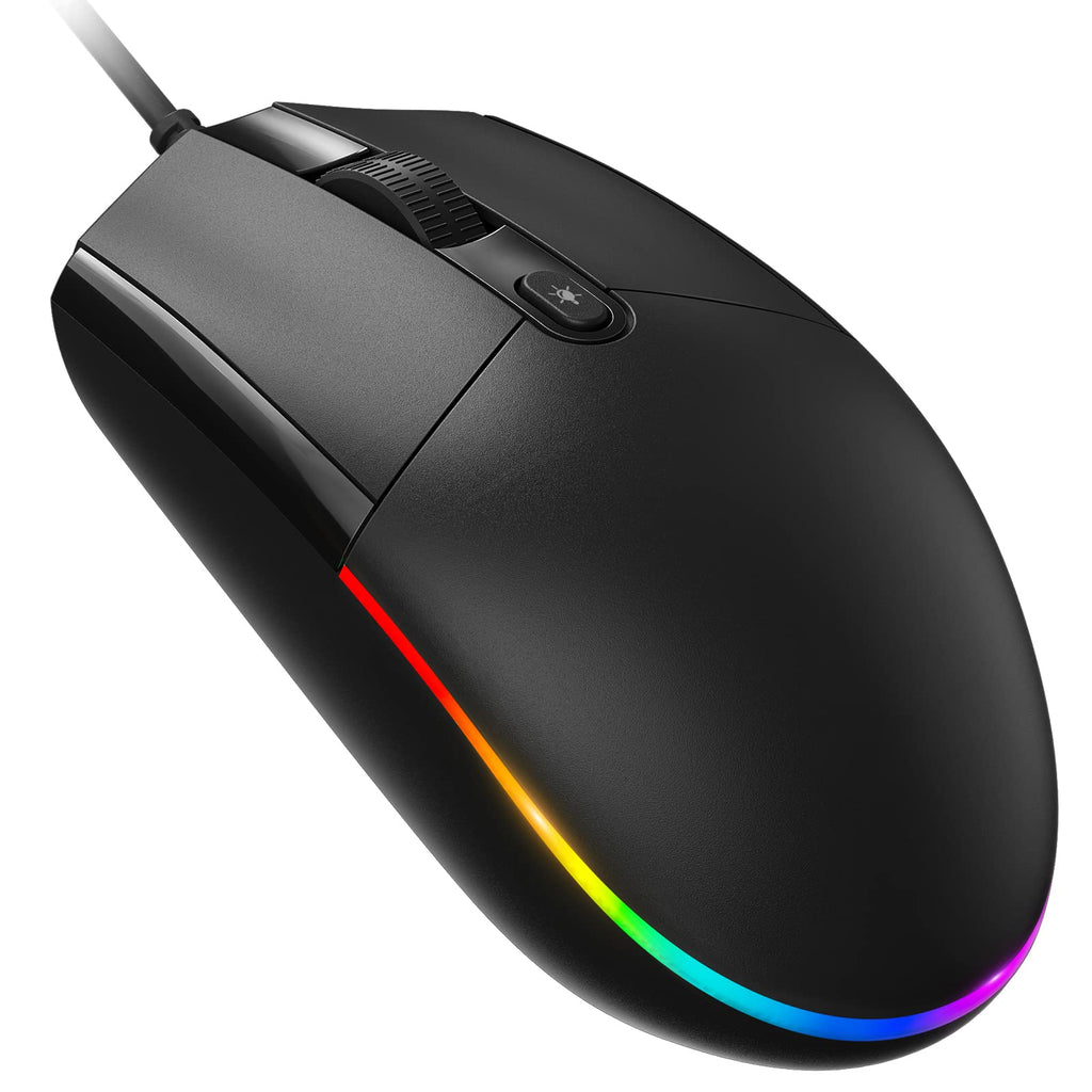 [Australia - AusPower] - Nulea Wired Mouse, USB Computer Mouse with RGB Backlit, Silent Click, 1600 DPI, Optical Wired Mouse for Home and Office, Compatible with Windows PC, Laptop, Desktop, Notebook 