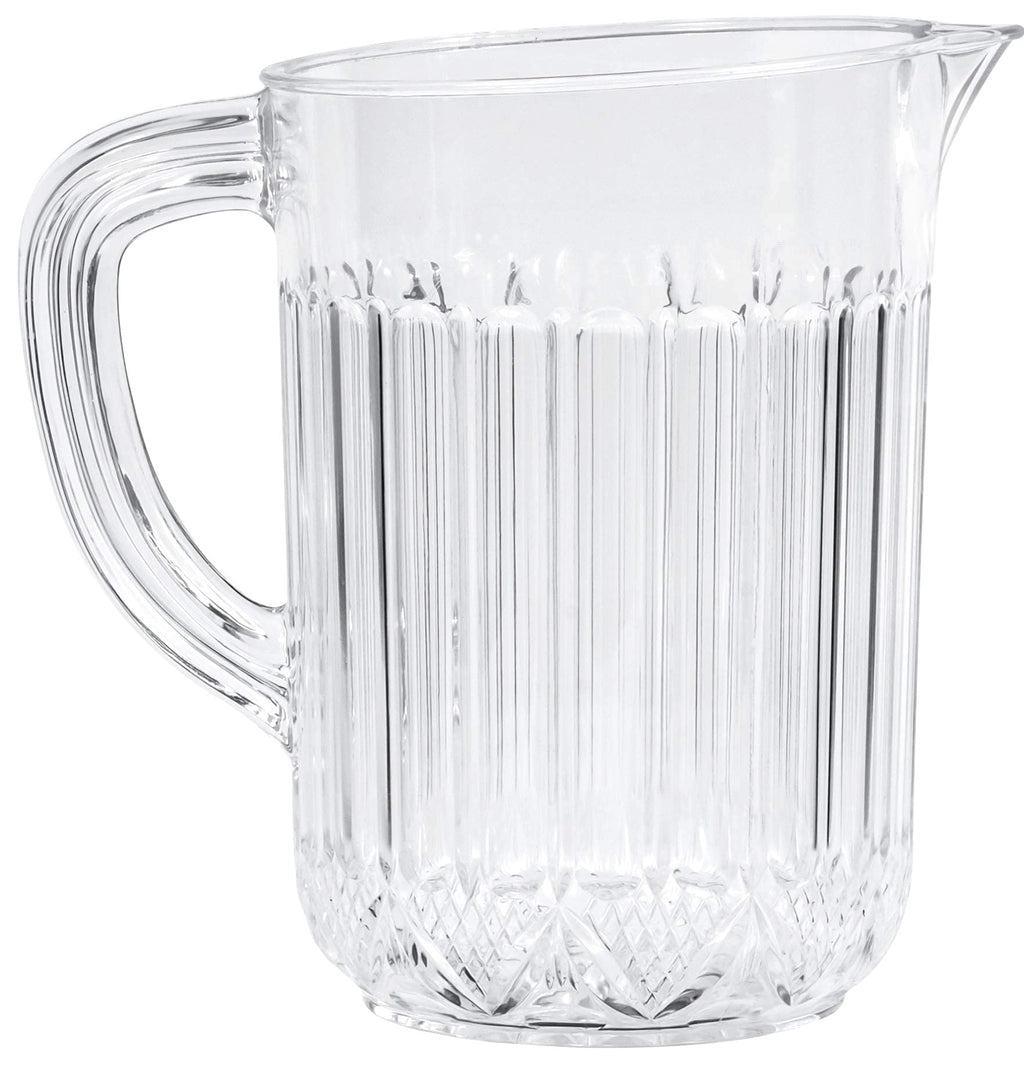 [Australia - AusPower] - Red Co. Clear Polystyrene Ribbed Pitcher with Closed Handle for Water, Iced Tea, Lemonade, Sangria - 64 Ounce - Made in USA 