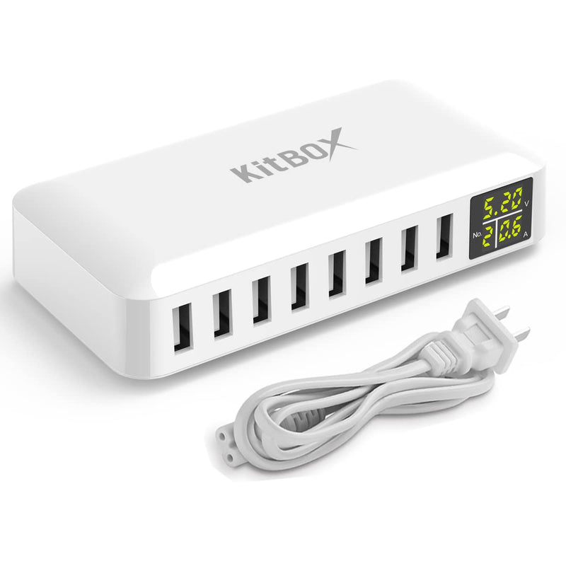 [Australia - AusPower] - 40W 8-Port USB Charger Hub Multi USB Port Charging Station for iPhone Android Phones Tablets Kindle Headphone and Other Multiple Devices(Total USB Power Output 40W 5V/8A) 