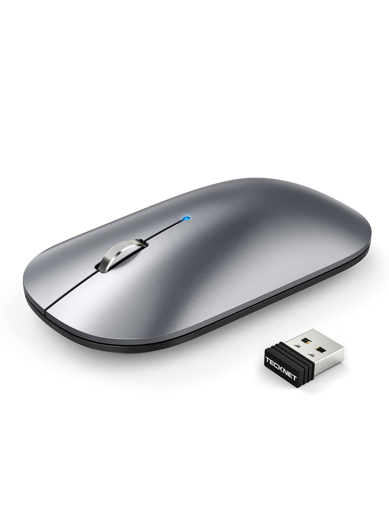 [Australia - AusPower] - TECKNET Rechargeable Bluetooth Mouse for MacBook Pro/iPad/Laptop/Windows, Slim Silent Wireless Mouse Bluetooth 5.0/3.0 2.4G Portable Optical Cordless Mice with USB Receiver 4 Adjustable DPI 