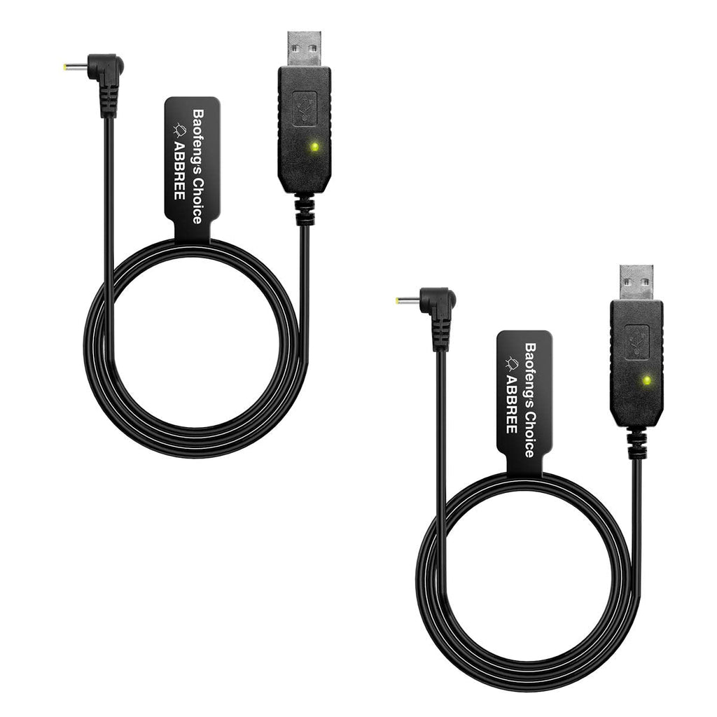 [Australia - AusPower] - Baofeng 2.5mm USB Charger Cable with Indicator Light for BaoFeng UV-5R UV-82 BF-F8HP UV-82HP UV-5X3 UV-5RE 3800mAh Battery UV-S9/9S Two Way Radio（2 Pack） 