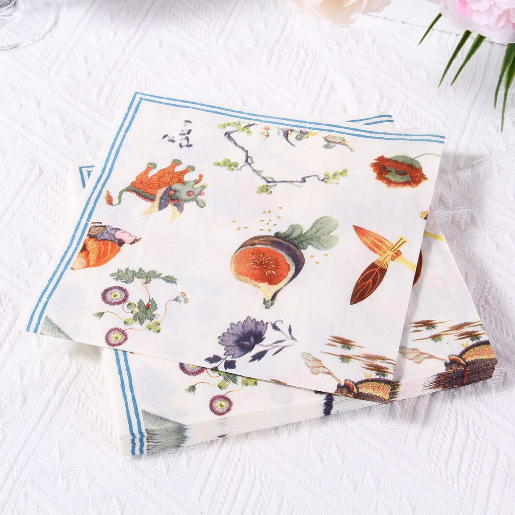 [Australia - AusPower] - Besalily Decorative Disposable Napkins 13x13 Inch 20 Count(Pack of 1) Vintage Floral Printed Napkins Serviettes for Wedding Dinner Afternoon Tea Party Spring Summer Home 