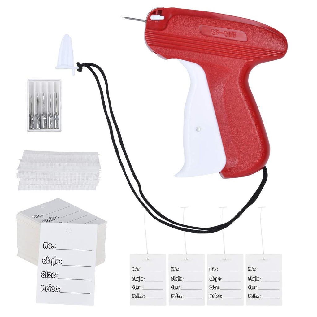 [Australia - AusPower] - Abondever Tagging Gun for Clothing, Highly Efficient Fine Clothes Tagging Gun Kit Include 6 Needles & 1000 2" Standard Tagging Fasteners & 100 pcs 1.96"x1.37" Price Label Retail Tag for Garment Store Red 