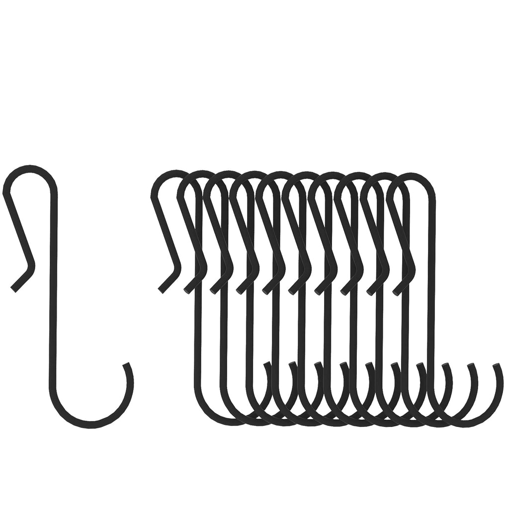 [Australia - AusPower] - 10Pcs Pot Hooks S Hook Anti-Dropping Hook, pan Hooks,can be Used to Hang and Organize cookware, Clothes, Plants, Office Supplies, etc., Large-Size Metal Hook (10Pcs/Black) Black 