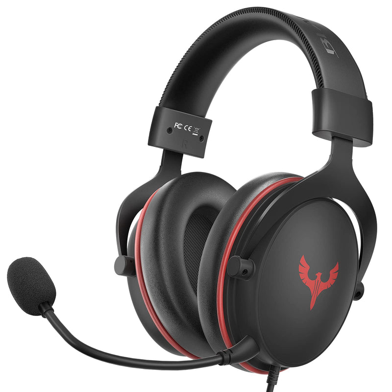 [Australia - AusPower] - Blade Hawks 7.1 Surround Sound PC Gaming Headset,2 Replaceable Earmuffs, USB Gaming Headset Over-Ear Headphones with Noise Isolating Mic,50mm Driver Compatible with PC,PS4,PS4 PRO,Xbox One(Red) A-Red 