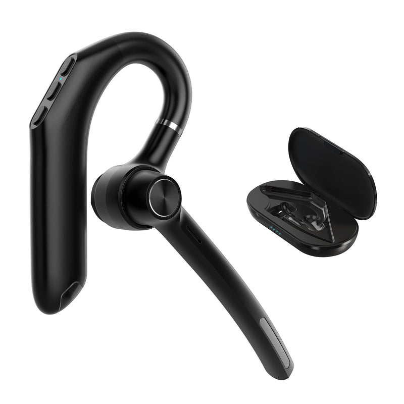 [Australia - AusPower] - Bluetooth Headset V5.0 Wireless Headset Built-in Dual mic Active Noise Cancelling Microphone, Bluetooth Headphone earpiece with 500mAh Charging case, Hands Free Earbuds for Driving/Office/Business 