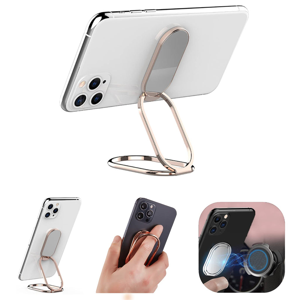 [Australia - AusPower] - Retractable Phone Ring Holder Cell Phone Grip Foldable Ring Stand 360°Rotation Finger Kickstand Attachment for iPhone iPad Smartphones Tablets Compatible with Magnetic Car Phone Mount (Rosegold) 