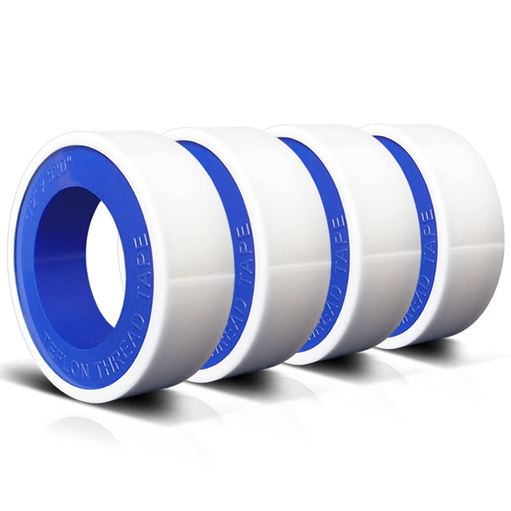 [Australia - AusPower] - 4 Rolls 1/2 Inch(W) X 520 Inches(L) Teflon Tape,for Plumbers Tape,Plumbing Tape,PTFE Tape,Thread Tape,Plumber Tape for Shower Head,Pipe Sealing,Thread Seal,White 