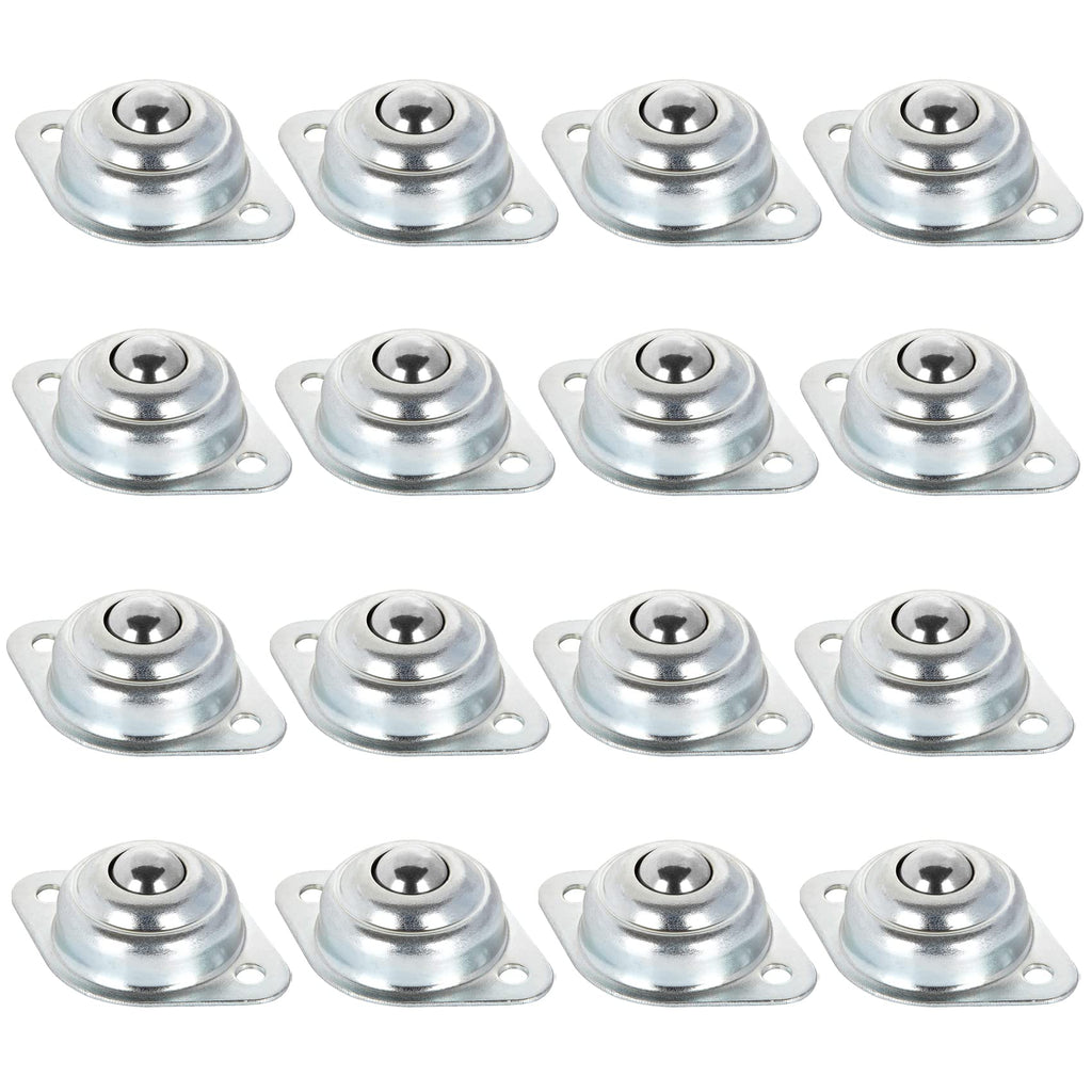 [Australia - AusPower] - 16 PCS 1/2 Inch Roller Ball Transfer Bearing, Flange Mounted Carbon Steel Round Ball Transfer Unit, Universal Rotation Ball Casters for Conveyor, Roller Stand, Transmission, Load Capacity 22 lbs 1/2 Inch Ball Transfers 16 