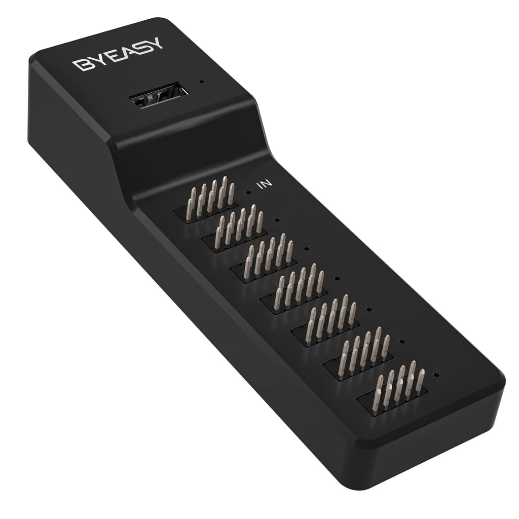 [Australia - AusPower] - BYEASY Internal USB 2.0 Hub 9Pin USB Header Splitter Male 1 to 7 Female Extension USB 2.0 Motherboard USB 2.0 Adapter for Port Multiplier - Plug and Play 
