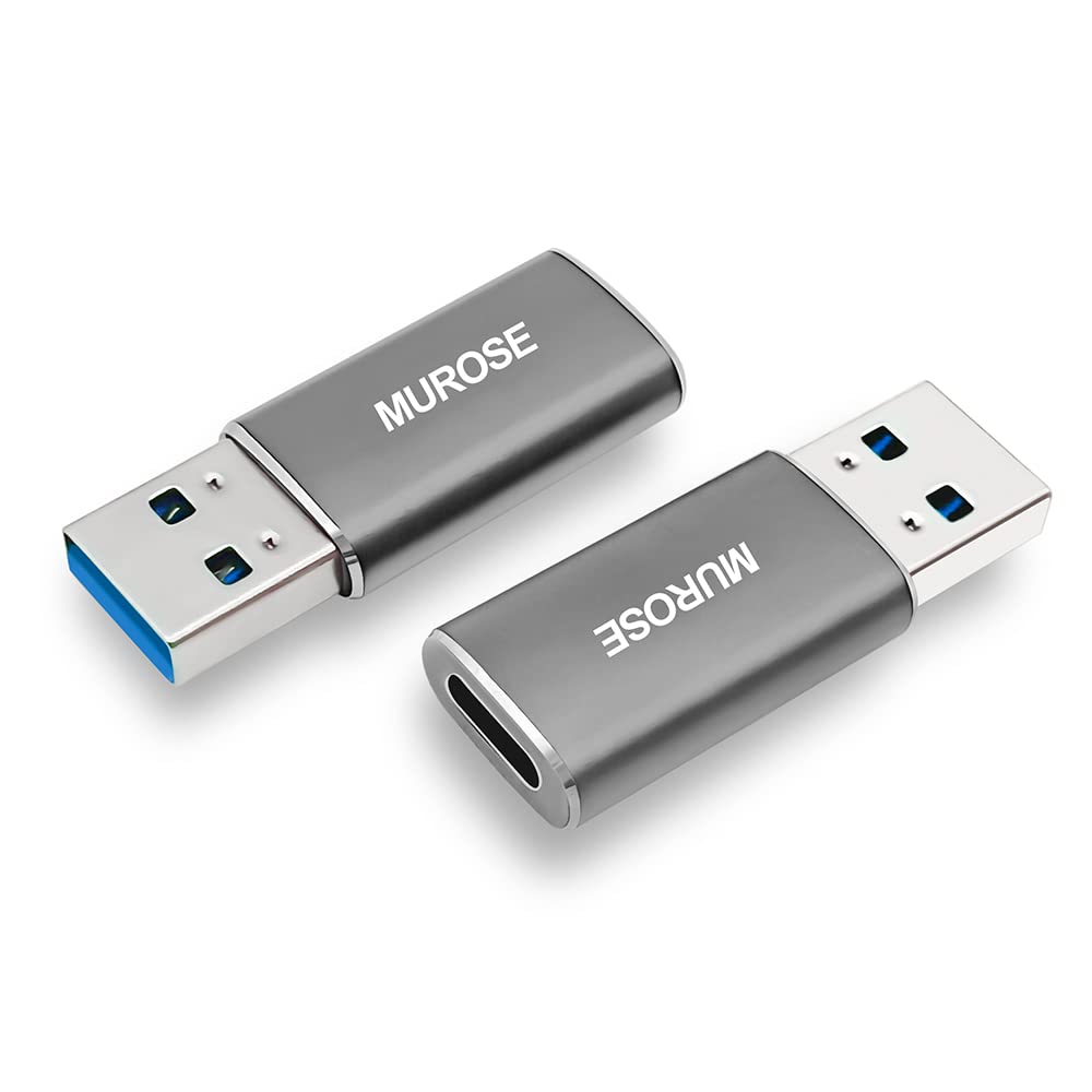 [Australia - AusPower] - USB C Adapter,MUROSE USB C Female to USB 3.0 Male Adapter(2-Pack), Type C to USB A Adapter,Compatible with Laptops, Power Banks, Chargers, and More Devices with USB A Ports (Grey) GREY 