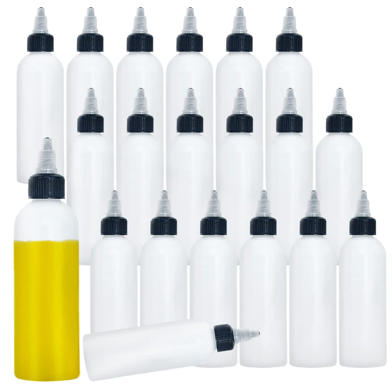 [Australia - AusPower] - 20 Pcs 4 Oz Plastic Squeeze Condiment Bottles with Twist-on Cap Lids,Sauce Bottle with Squeeze Top,Squirt Condiment Bottles for Ketchup,Mustard,Olive Oil and More 