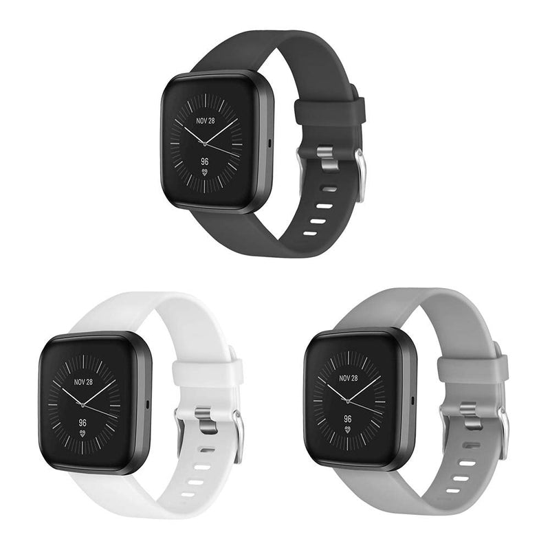 [Australia - AusPower] - 3 Pack Sport Bands Compatible with Fitbit Versa 2 / Fitbit Versa/Versa Lite/Versa SE, Classic Soft Silicone Replacement Wristbands for Fitbit Versa Smart Watch Women Men Small 