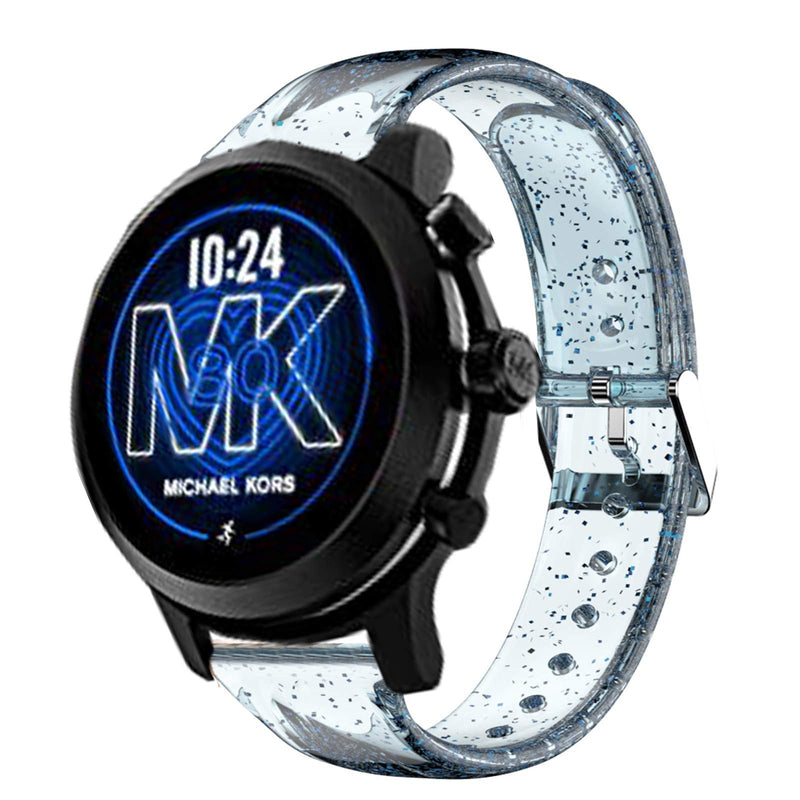 [Australia - AusPower] - Compatible for MK MKGO Band, Youkei Glitter Clear Silicone Sports Straps Compatible for MK Access Gen 5 Lexington / MK Access Gen 4 MKGO / MKGO Gen 5E 43mm Smartwatch (Blue) Blue 