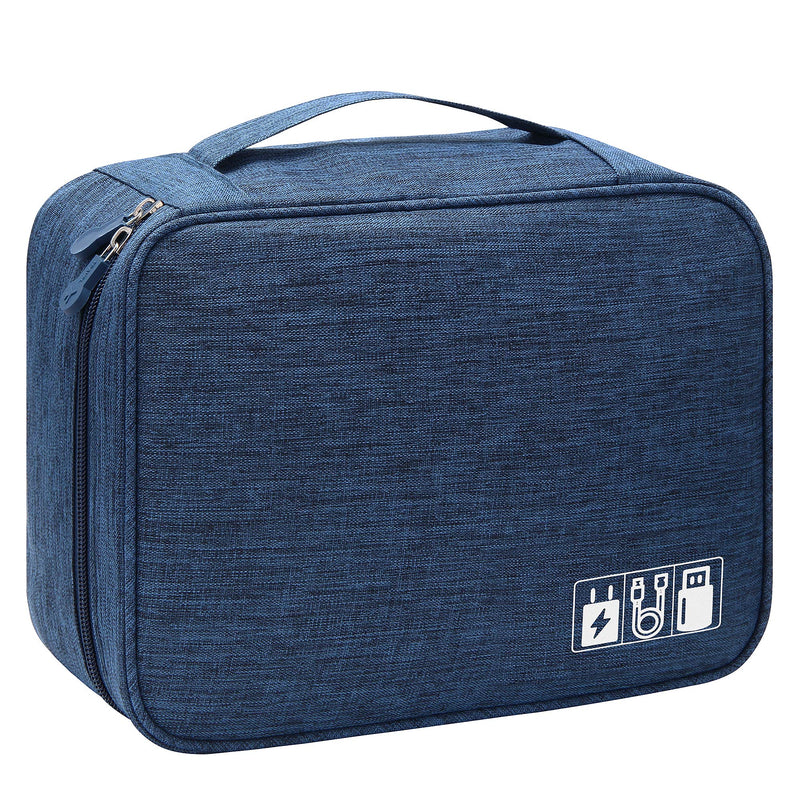 [Australia - AusPower] - VOCUS Waterproof Electronics Accessories Cable Organizer Bag Cable Organizer Bag for USB SD Card Phone Charger Navy Blue 