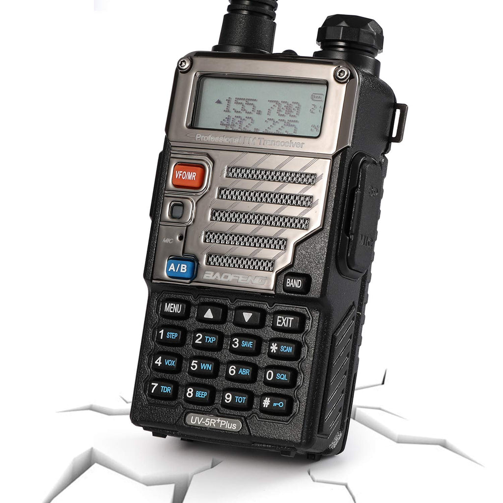 [Australia - AusPower] - BAOFENG UV-5R+ Plus Two Way Radio, Long Range for Adults Rechargeable with Earpiece, Walkie Talkie for Outdoors, Qualette Series (Black) 