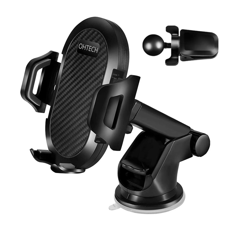 [Australia - AusPower] - Car Phone Mount, Dashboard Windshield Car Phone Holder with Long Arm, Strong Sticky Gel Suction Cup, Compatible with All Mobile Phones Gray-Black 