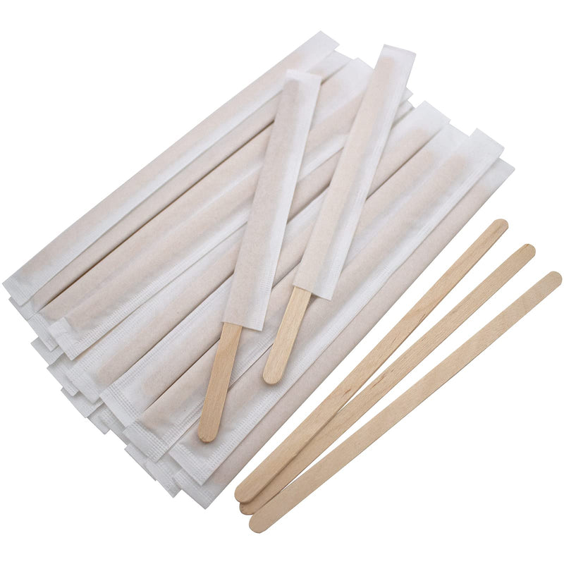 [Australia - AusPower] - BLUE TOP Individually Paper Wrapped Wooden Coffee Stirrers 4.3 Inch Pack 1000, Disposable Wood Sticks for Coffee/Tea/Hot Beverage/Hot Chocolate/Cold Drinks, Wood Blenders for Butter Sugar,Craft Stick Individually Wrapped 4.3 inch 500 PCS 