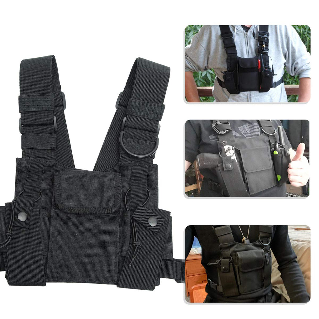[Australia - AusPower] - Airiton Radio Chest Harness Chest Front Pack Tactical Chest Rig Bag Functional Chest Bag Streetwear Hip Hop Bags Adjustable Vest Pack 