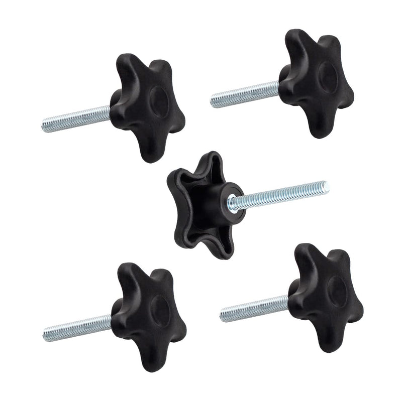 [Australia - AusPower] - POWERTEC QNB3010 5-Star Stud Knob, 1/4"-20, 2" Long, 5 PK , Black 1/4''-20 Stud Knob 