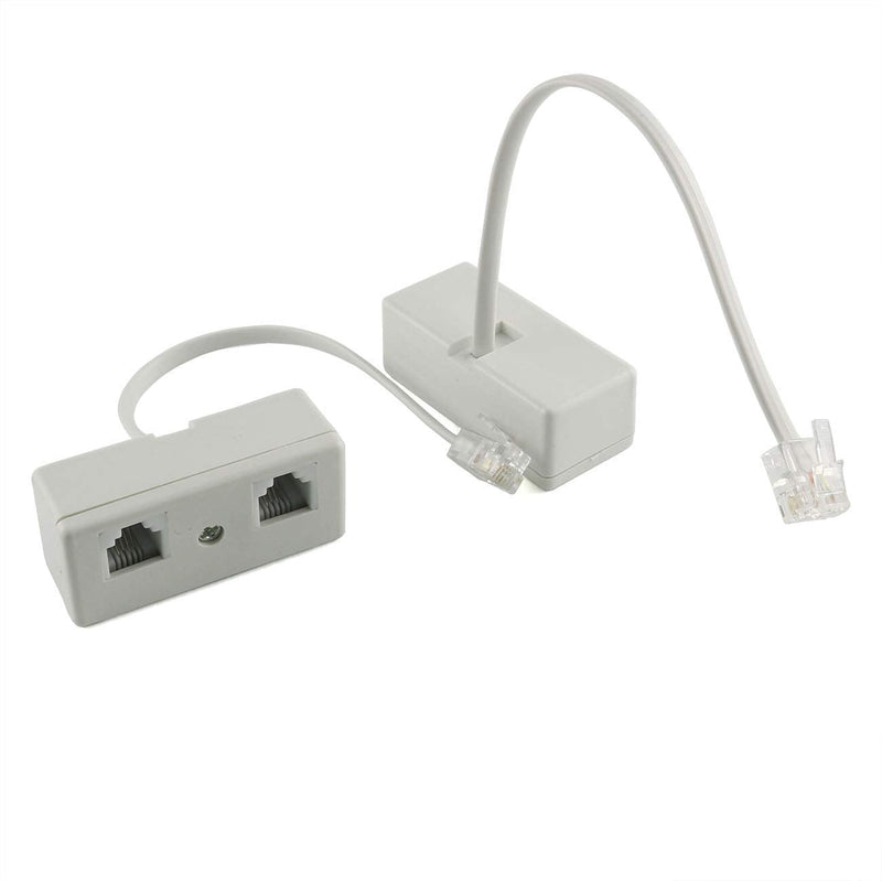 [Australia - AusPower] - E-outstanding 2 Pcs Two Way Telephone Splitters 1 Male to 2 Female Converter Cable RJ11 6P4C Telephone Wall Adapter Distributor 