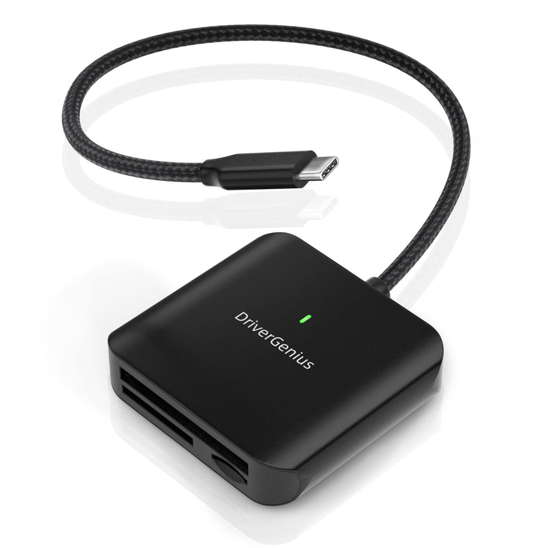 [Australia - AusPower] - DriverGenius HB080 | 3-in-1 Compact Flash (CF-I) Card Reader USB-C UHS-II SD/MicroSD Card Reader for DSLR Camera - Metal, Win & Mac 