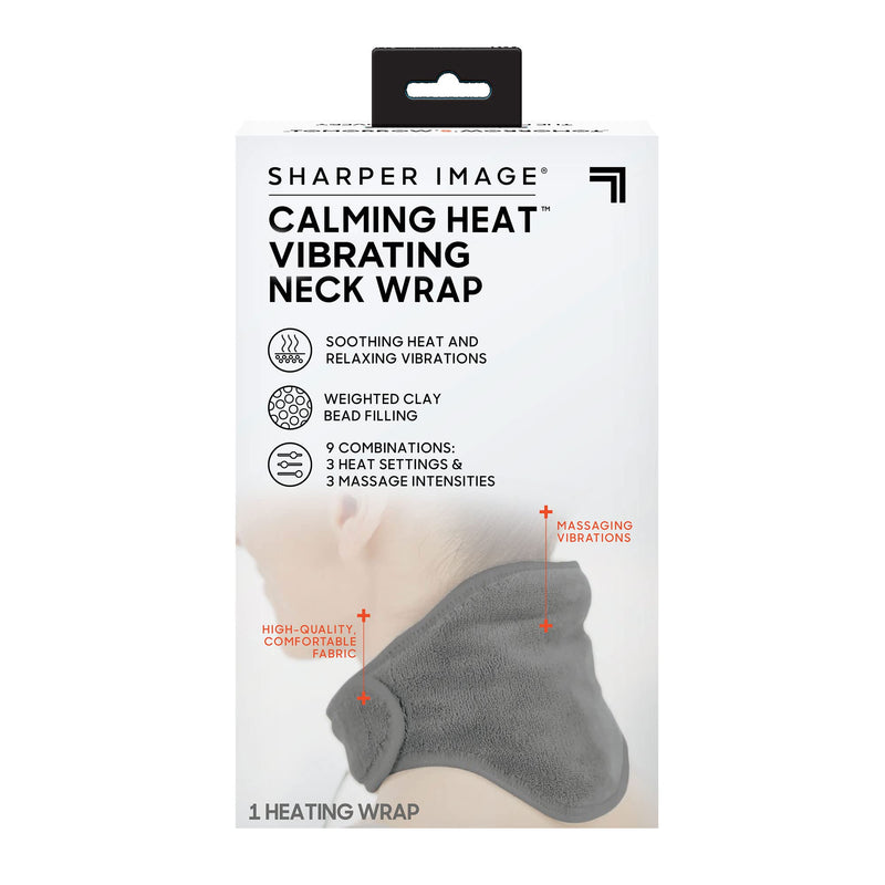 [Australia - AusPower] - Calming Heat Neck Wrap by Sharper Image Personal Electric Neck Heating Pad with Vibrations, 3 Heat & 3 Vibration Settings- 9 Relaxing Combinations Neck Wrap- 9 Combos 