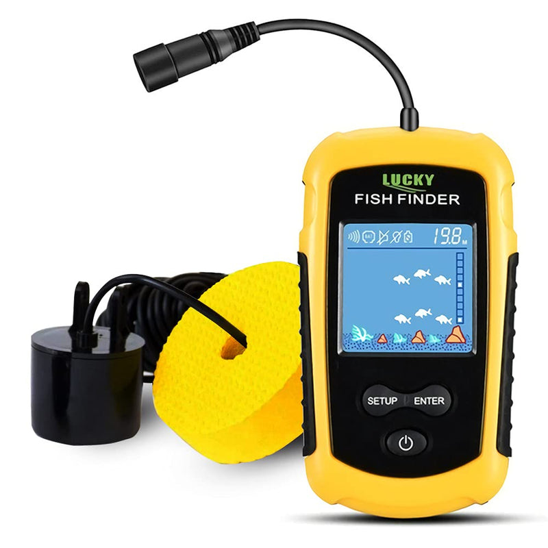 [Australia - AusPower] - LUCKY Kayak Portable Fish Depth Finder Water Handheld Fish Finder Sonar Castable Kayak Boat Fishfinder Transducer Fishing LCD Display FFC1108 