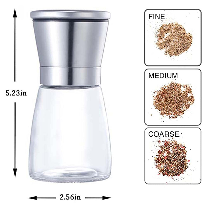 [Australia - AusPower] - Aokeleilei Salt and Pepper Grinder Set of 2 Peppers Mill Grinders Set Refillable, Premium Coarseness Adjustable Pepper Mill Salt Shaker (Small Size:5.23'x2.56') Small Size:5.23'x2.56' 