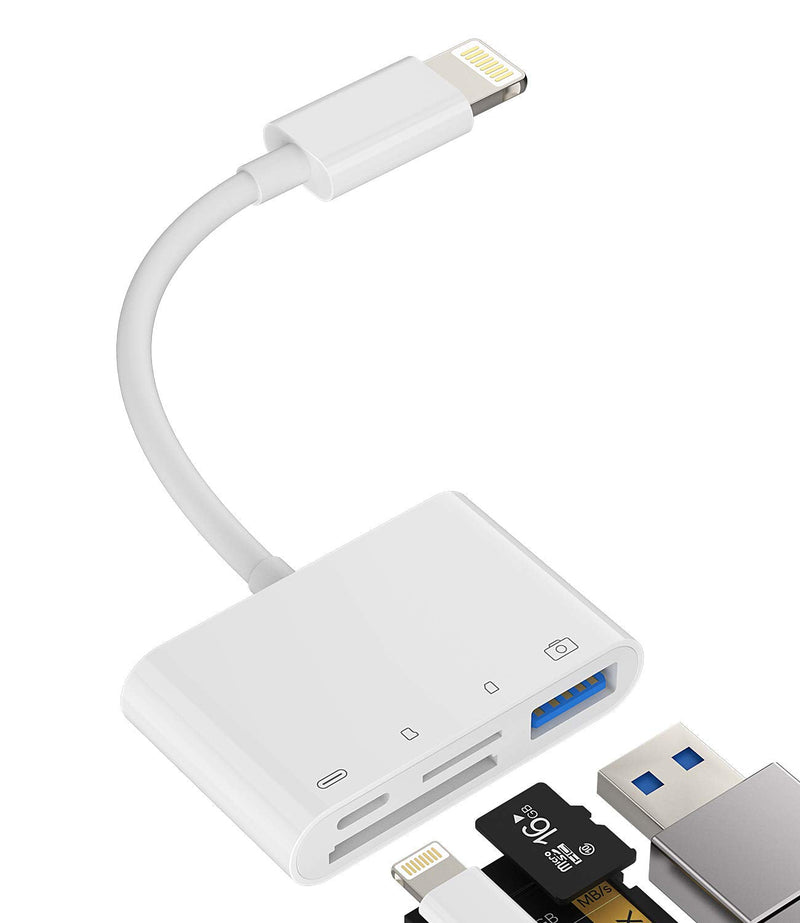 [Australia - AusPower] - Camera Memory SD Card Reader Compatible for iPhone,Compatible with Lightning Male to USB Female OTG Adapter Micro TF Power Charging Splitter Charger Connector for Apple for ipad 12 11 xs xr x Camera 