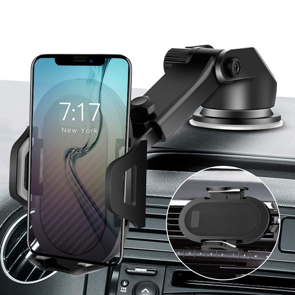 [Australia - AusPower] - Cell Phone Holder for Car Phone Mount with Suction Cup x-auto 2-in-1,Ultra Stable Phone Stand Strong Grip Dashboard Windshield Air Vent,Upgraded Handsfree Universal,Compatible with All Smartphone 