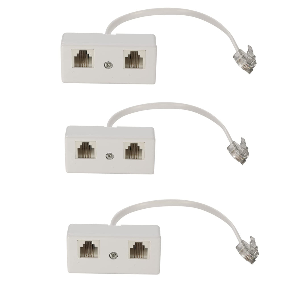 [Australia - AusPower] - Two Way Telephone Splitters, Vthahaby Male to 2 Female Converter Cable RJ11 6P4C Telephone Wall Adaptor and Separator for Landline (White, 3Pack) 