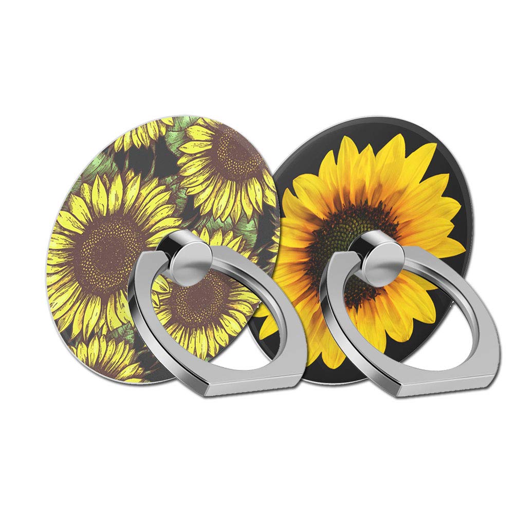 [Australia - AusPower] - Finger Ring Stand 2 Pack,360°Rotation Cell Phone Ring Holder Kickstand for iPhone 12 11 pro max, X 8 7 6 Plus, Samsung Galaxy S8 S17, Note iPad Moto Google Smartphone ect(A001-Sunflower Power) A001-Sunflower Power 