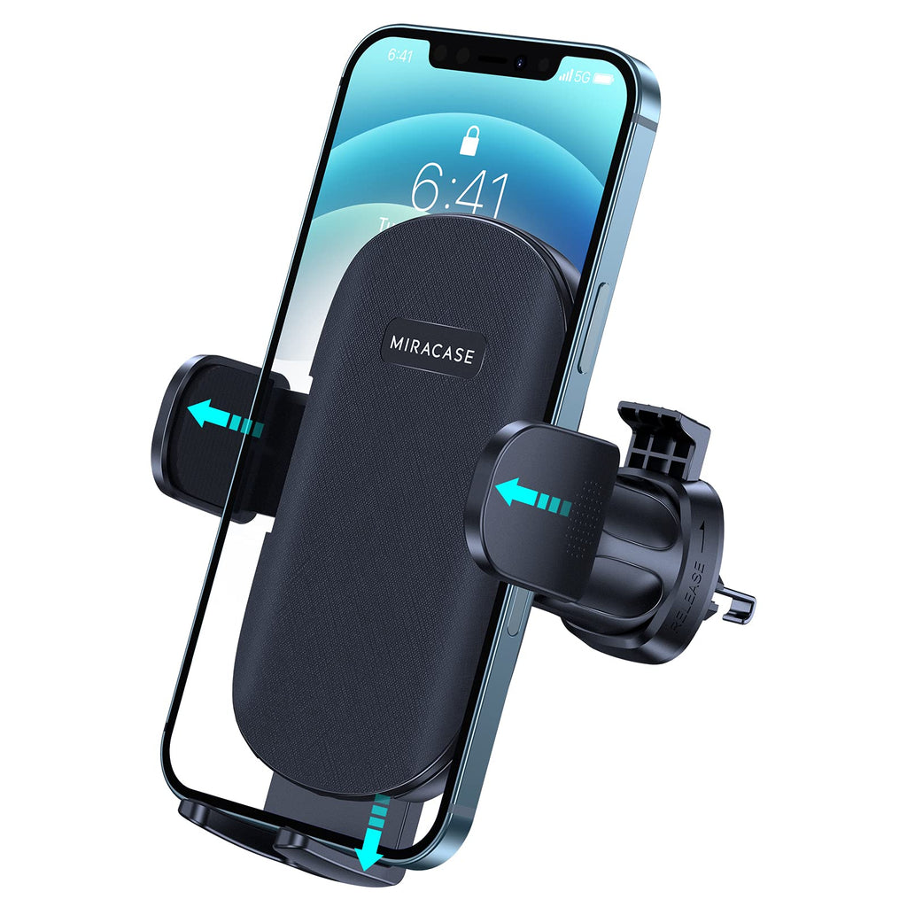 [Australia - AusPower] - 2021 Upgraded Miracase Deepened Clamp Car Phone Mount, Ultra Stable Air Vent Cell Phone Holder for Car Compatible with iPhone 12 11 Pro Max Mini SE XS XR Galaxy S20 Note 20 10 etc Line-Black 