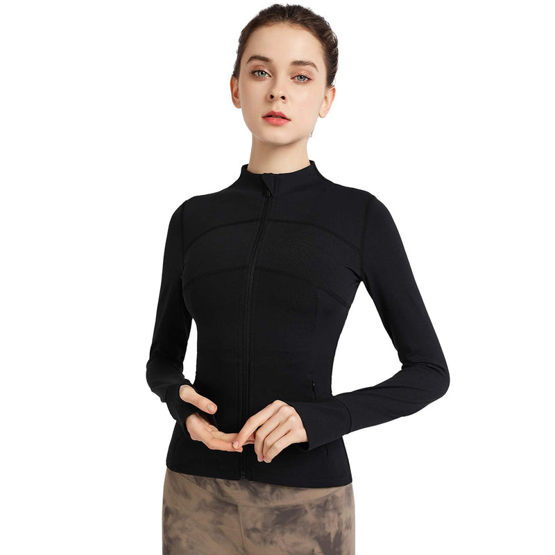 [Australia - AusPower] - Carpesun Women's Stretchy Workout Jackets Lightweight Full Zip Running Track Jacket Black Small 