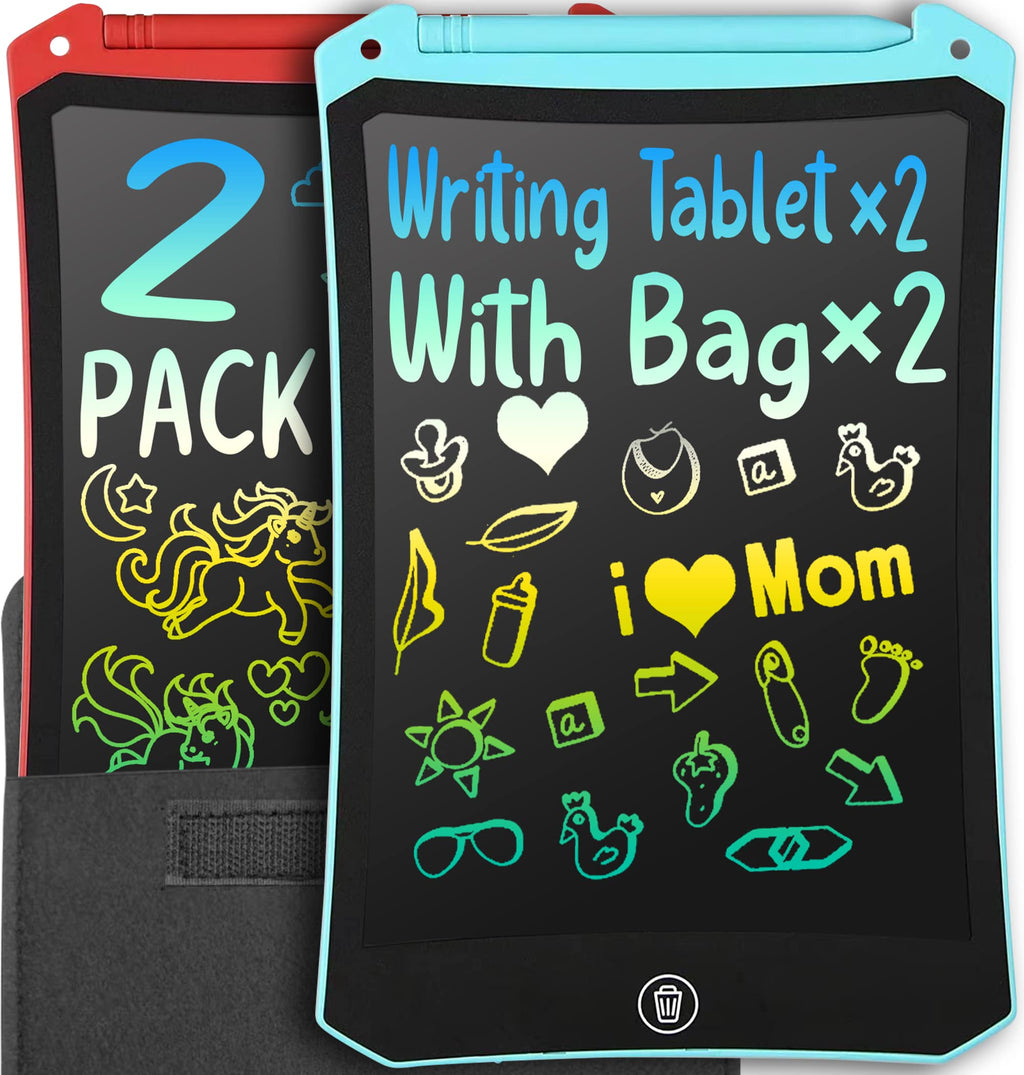 [Australia - AusPower] - 2 Pack LCD Writing Tablet for Kids Doodle Board with 2 Bag, Electronic Drawing Tablet Drawing Pads, LEYAOYAO Drawing Board Learning Educational Toddler Toy - Gift for 3-6 Years Old Boy Girl 