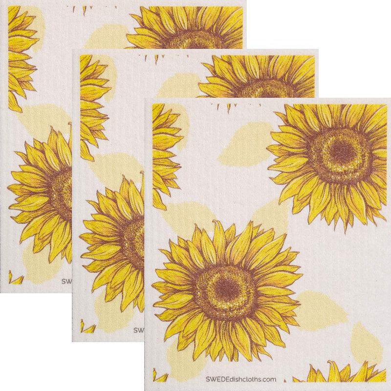 [Australia - AusPower] - Swedish Dishcloth Blooming Sunflower Set of 3 Each Swededishcloths | ECO Friendly Reusable Absorbent Cleaning Spongecloth 