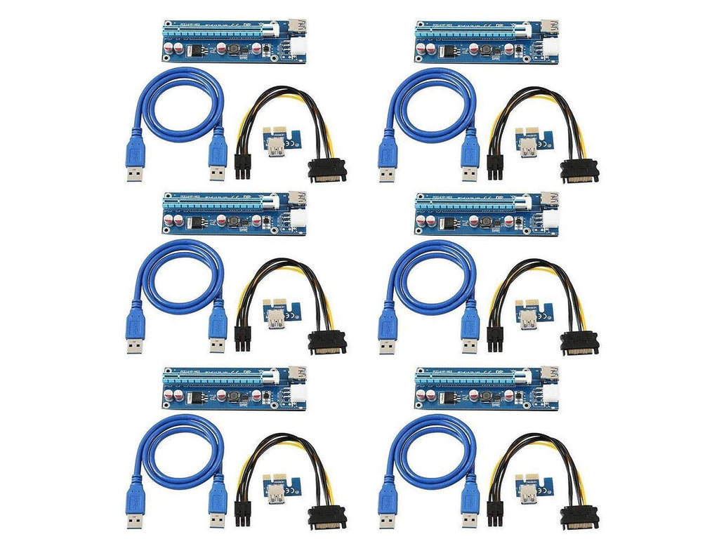 [Australia - AusPower] - (6-Pack) Ledgerware PCI-E 1x to 16x GPU Riser with 60cm USB 3.0 Cable and SATA Power Connection (6-Pack) 