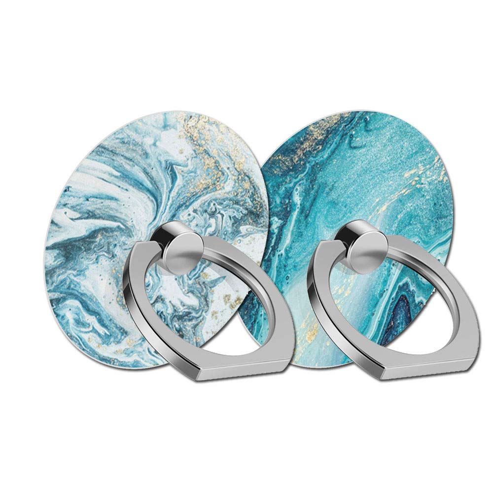 [Australia - AusPower] - Finger Ring Stand 2 Pack,360°Rotation Cell Phone Ring Holder Kickstand for iPhone 12 11 pro max, X 8 7 6 Plus, Samsung Galaxy S8 S9, Note iPad Moto Google Smartphone ect(A051-Blue Ocean Marble) A051-Blue Ocean Marble 