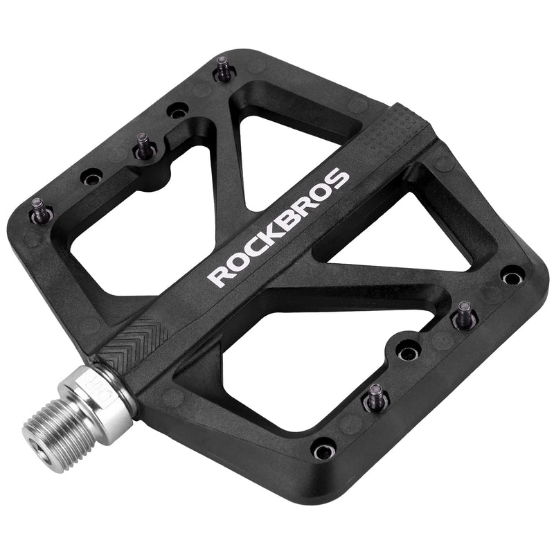 [Australia - AusPower] - ROCKBROS Mountain Bike Pedals MTB Pedals Lightweight Nylon Composite Bicycle Flat Pedals 9/16" DU Bearing Bike Platform Pedals for BMX MTB Mountain Road Bike Black 