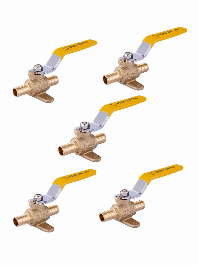 [Australia - AusPower] - (Pack of 5) EFIELD 1/2 Inch Pex Brass Full Port Shut-off Ball Valve with Drop-ear, Lead Free Brass UPC Certified 