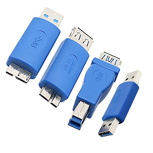 [Australia - AusPower] - USB 3.0 A Male to Micro B Male Adapter USB 3.0 a Female to Micro B Male Adapter USB A Female to Male Micro B Plug Short Converter Adaptor for Computers, Laptops, External Hard Drives (4 Pack) 