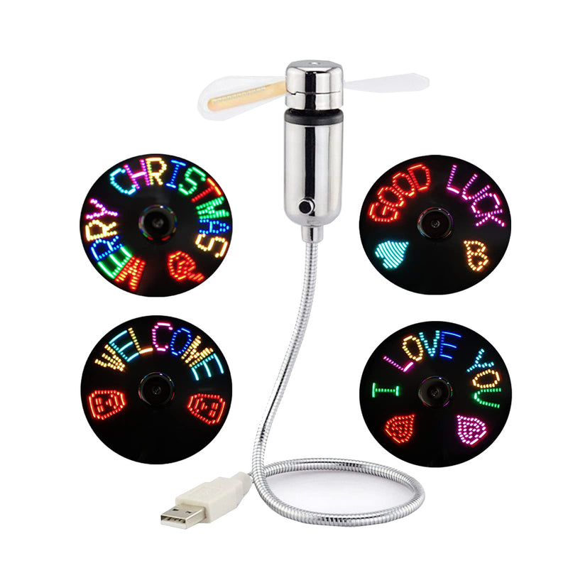 [Australia - AusPower] - B2ocled LED USB Fan, New Creative Programmable USB-Powered Portable Fan, Mini Gooseneck DIY Message Fan for laptop and computer-Colorful Lights Word Fan 